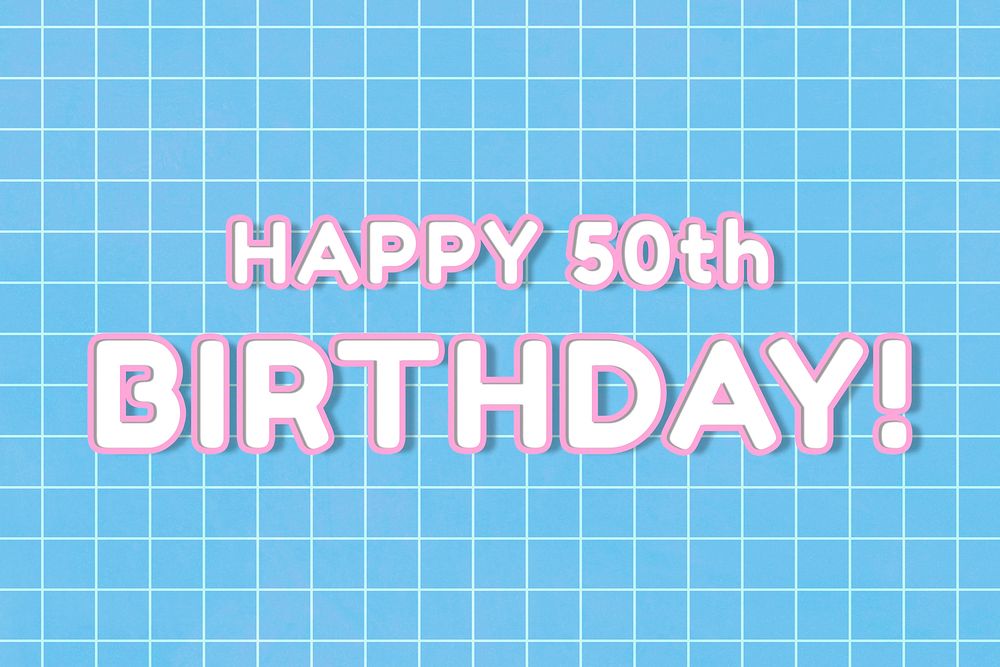 Bold outline 80&rsquo;s miami font happy 50th birthday! typography grid background
