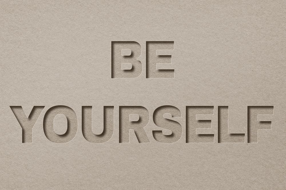 Be yourself paper cut font typography 