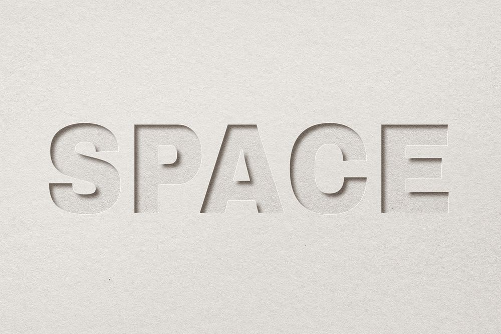 Paper cut space text font typography