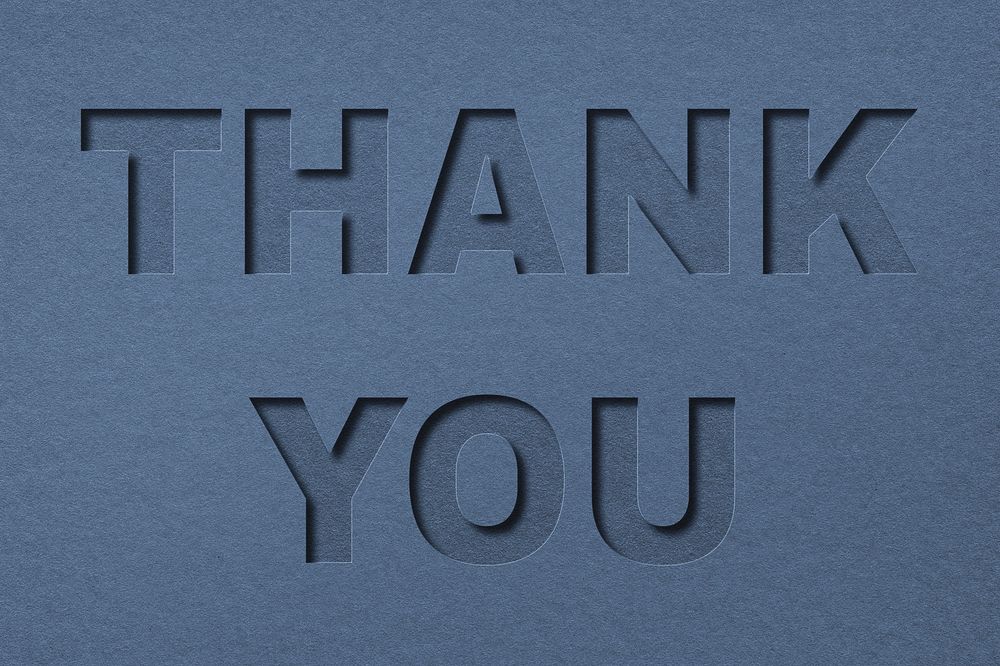 Thank you word paper cut typography