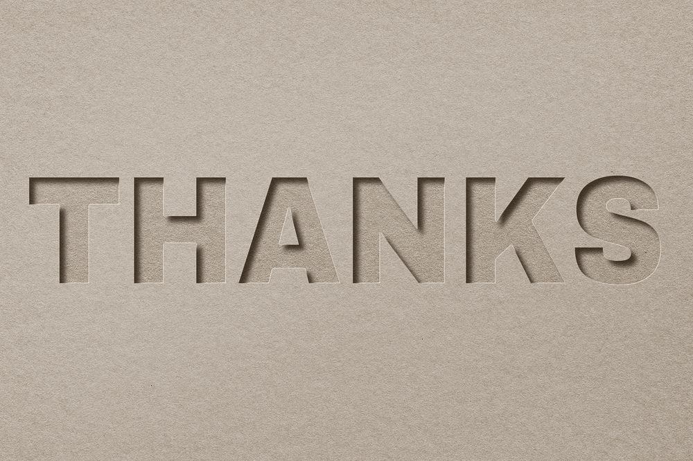 Thanks word paper cut font typography