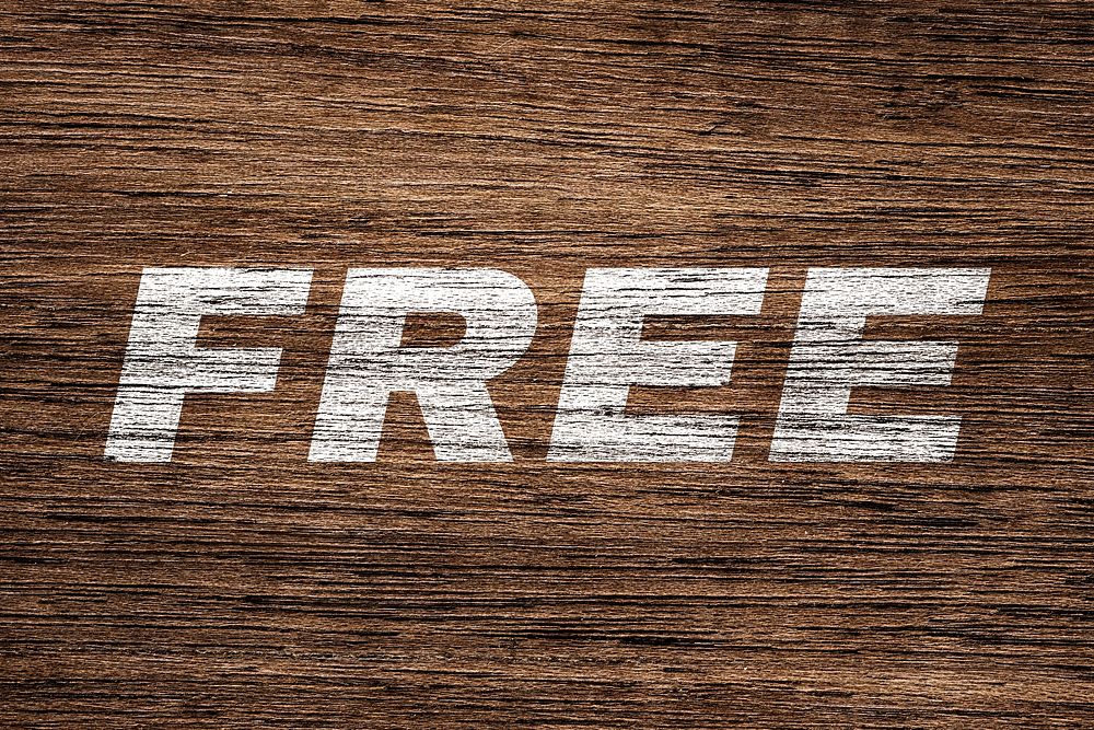 Free lettering typography brown wood texture