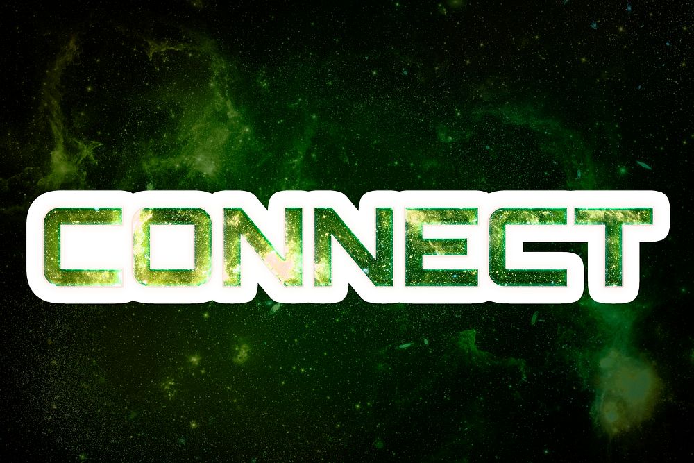 Green CONNECT galaxy sticker psd word typography