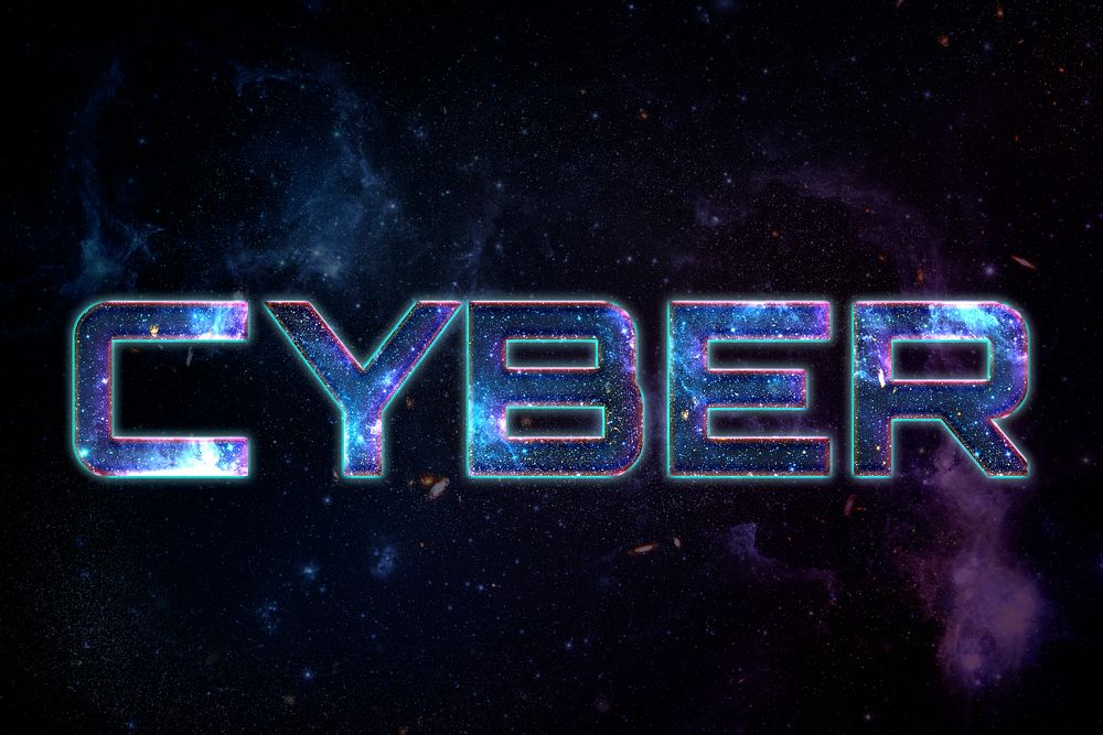 CYBER word typography text on galaxy background