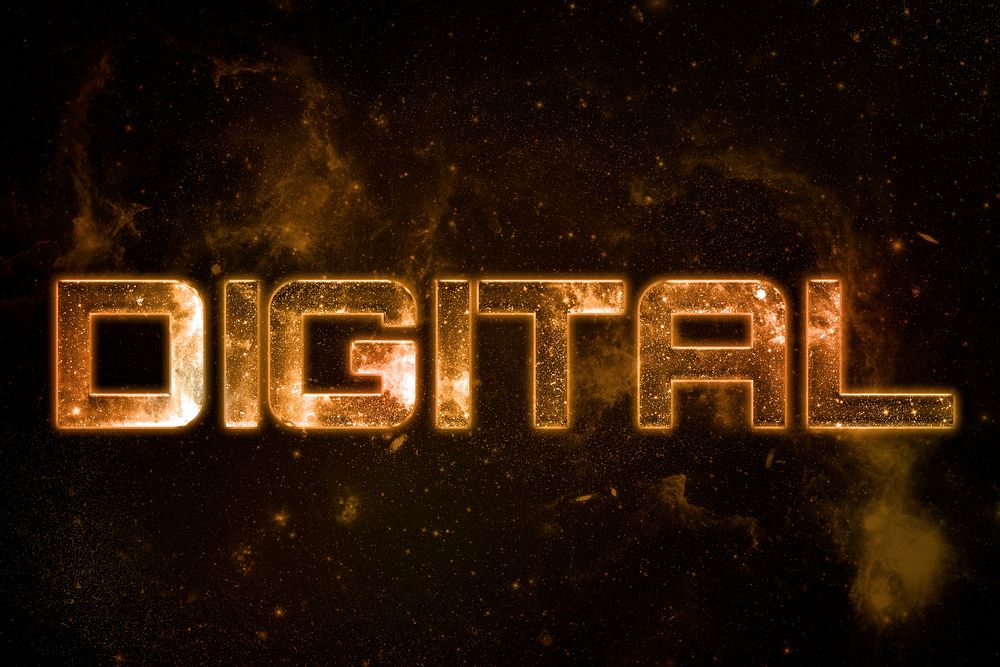 DIGITAL word typography text on galaxy background