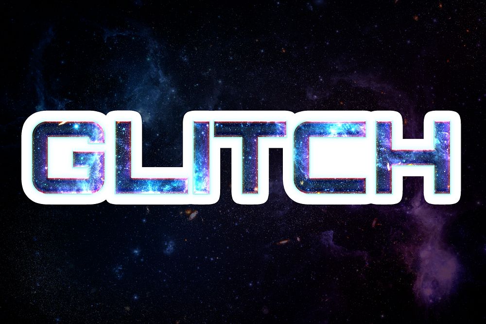 Blue GLITCH psd galaxy sticker word typography