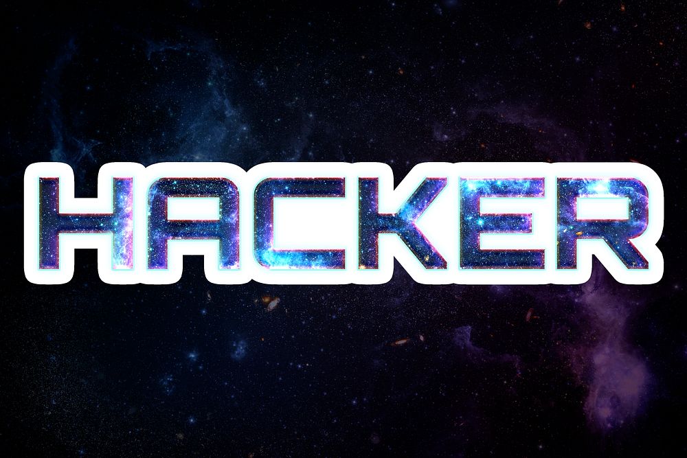 Blue HACKER psd galaxy sticker word typography