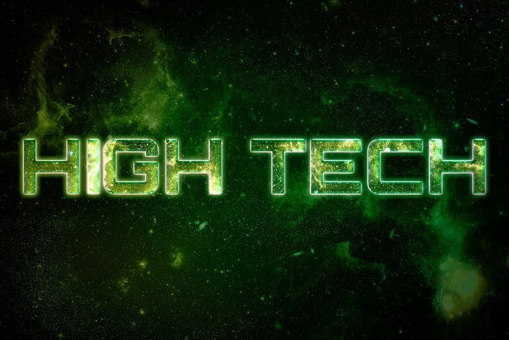 HIGH TECH word galaxy effect typography text