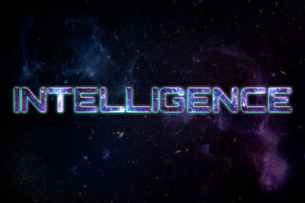 INTELLIGENCE word typography text on galaxy background