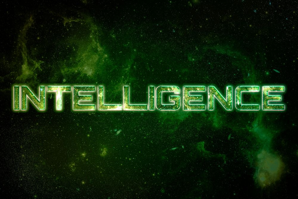 INTELLIGENCE word galaxy effect typography text