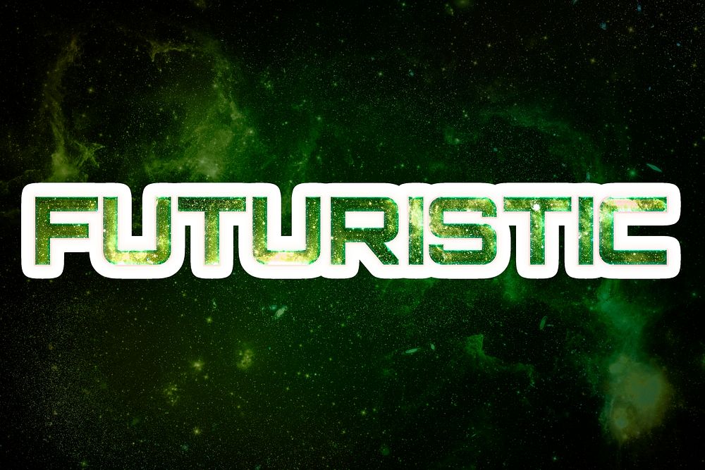 Green FUTURISTIC galaxy psd sticker word typography