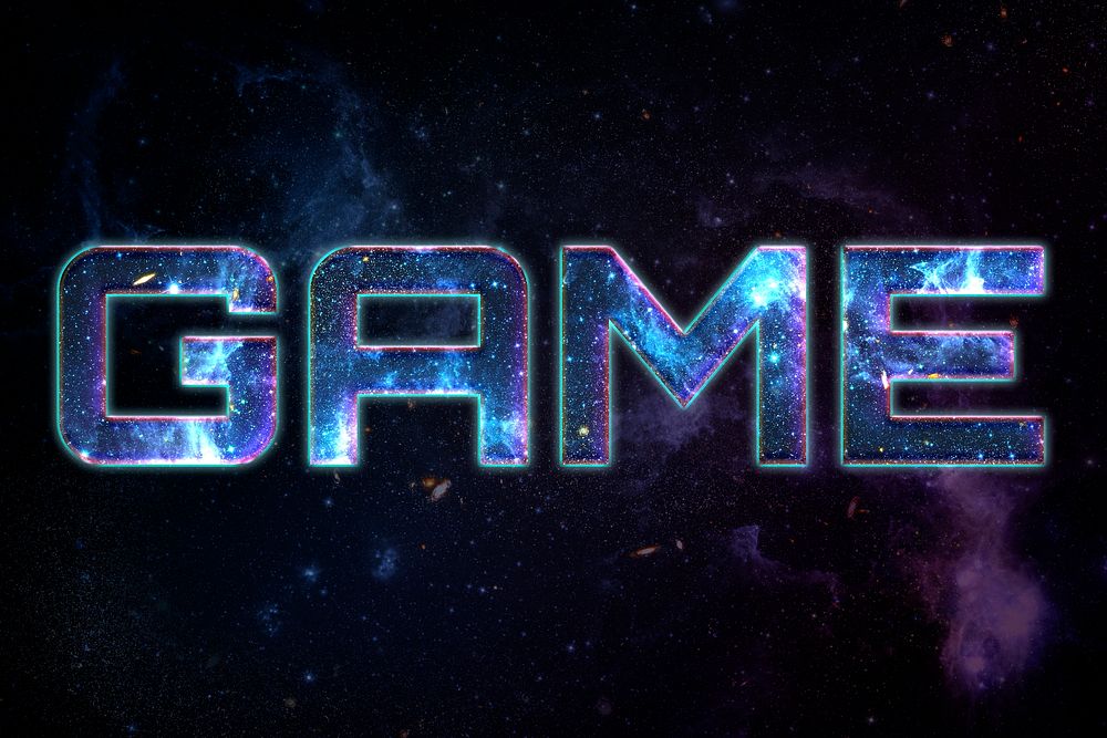 GAME word typography text on galaxy background