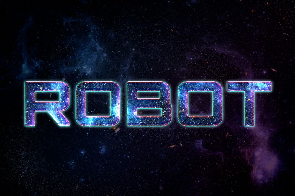ROBOT word typography text on galaxy background