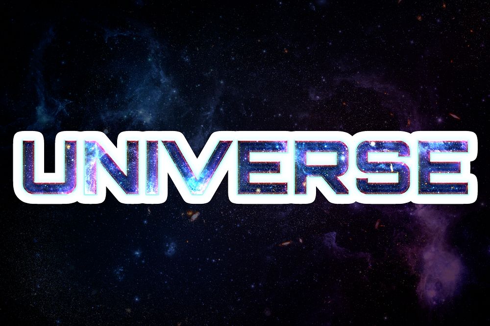 Blue UNIVERSE psd galaxy sticker word typography