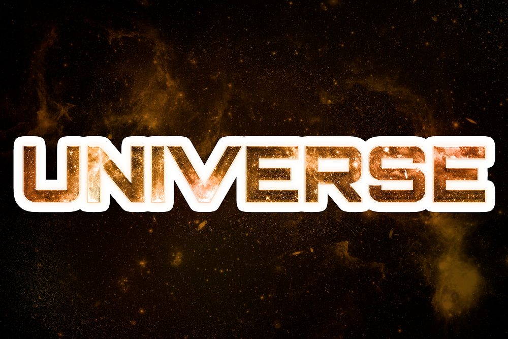 Brown UNIVERSE galaxy sticker psd word typography