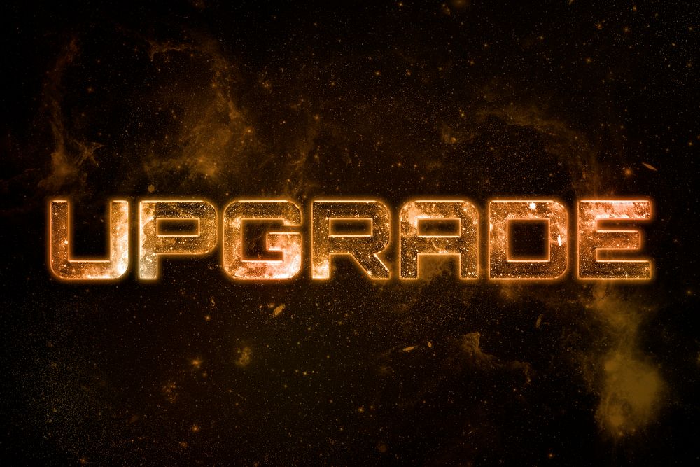 UPGRADE word typography text on galaxy background