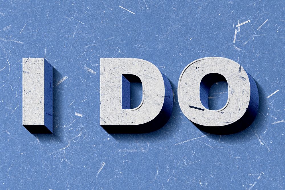 Blue I Do 3D word paper texture font typography