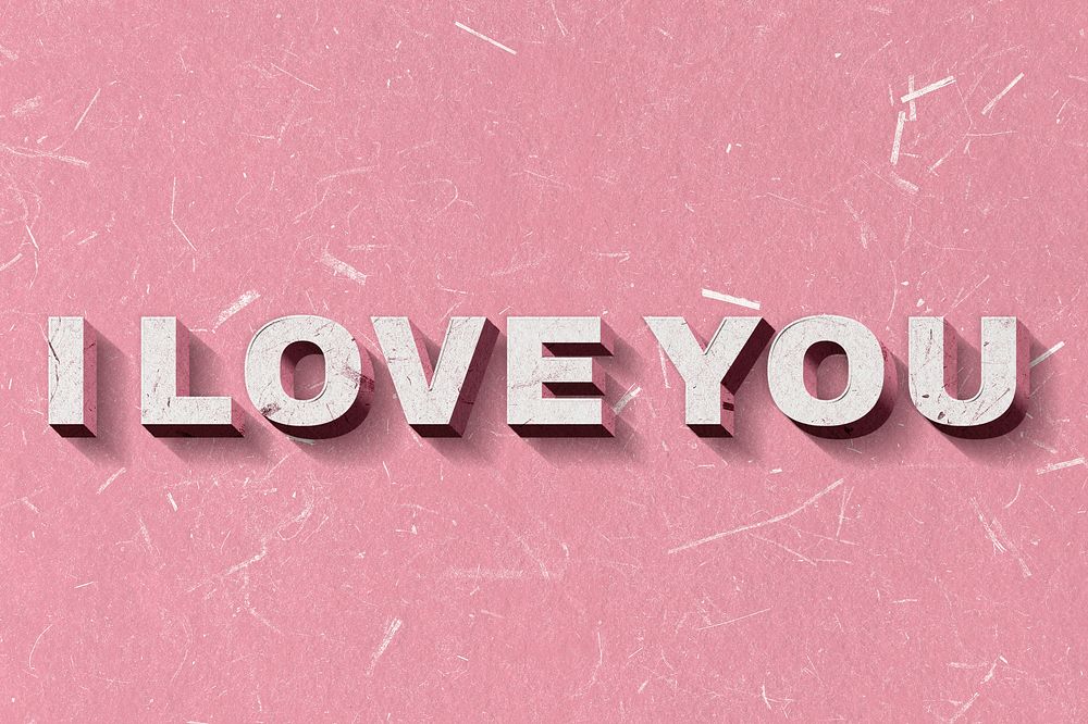 3D I Love You pink quote paper font typography wallpaper