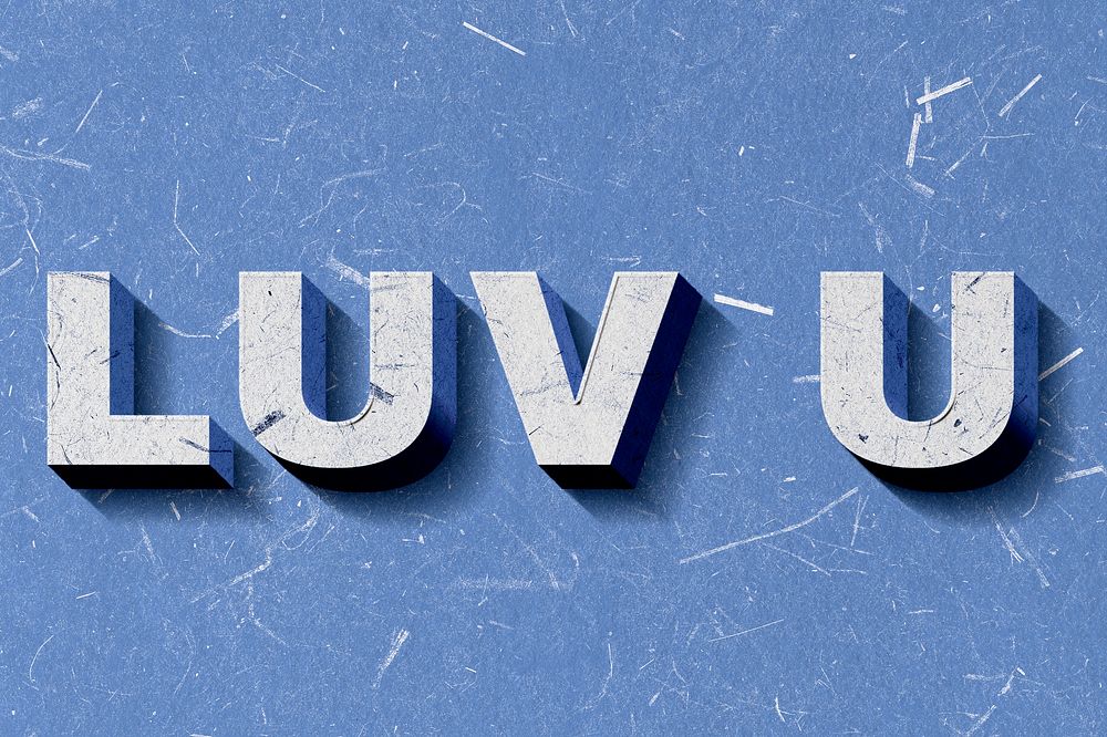 3D Luv U blue quote paper font typography wallpaper