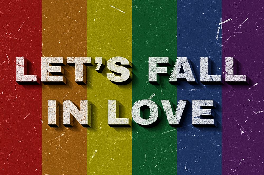 Let's Fall in Love quote rainbow paper font typography wallpaper