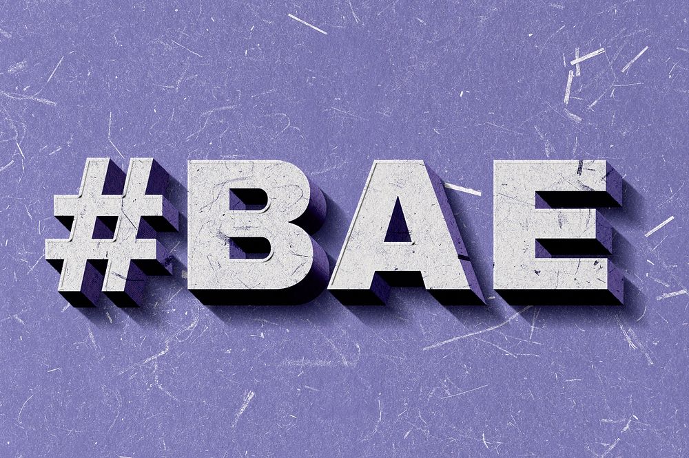 Retro 3D #BAE purple word typography wallpaper