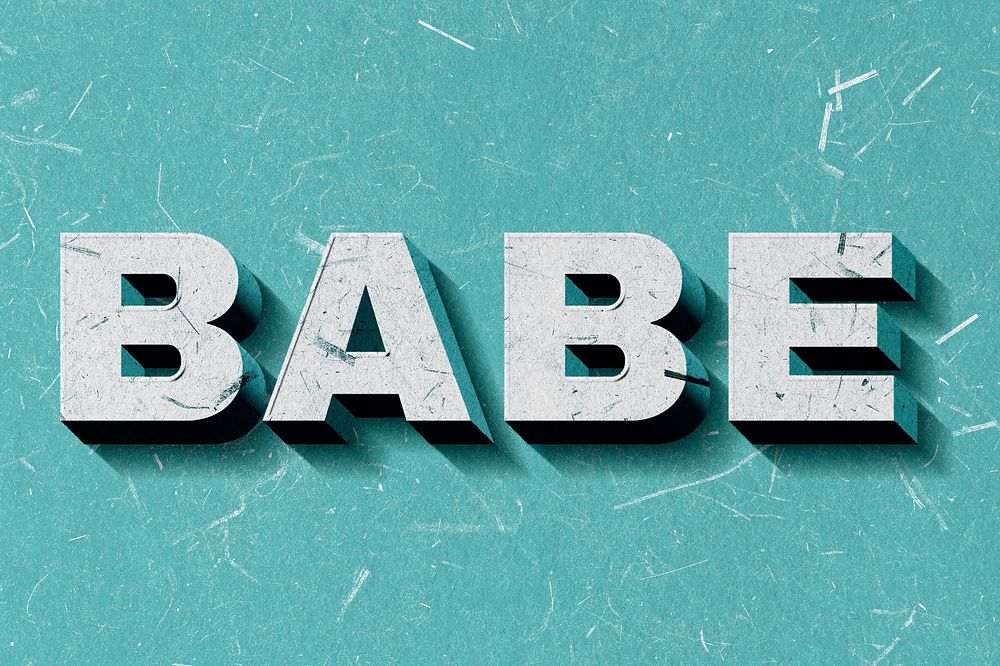 Vintage Babe mint green 3D paper font word