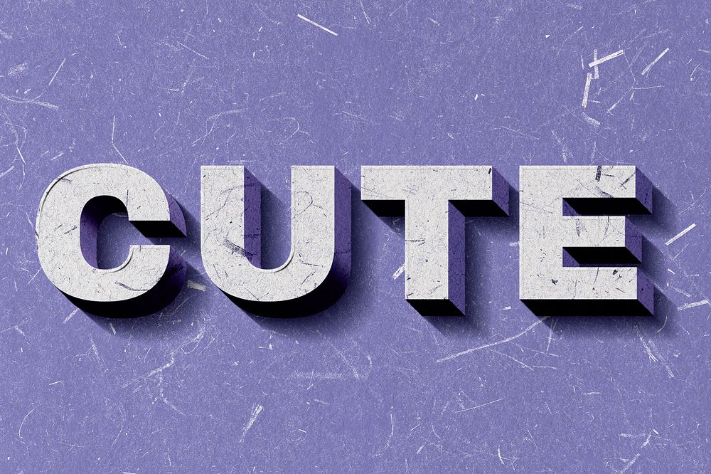 Retro 3D Cute purple word typography wallpaper