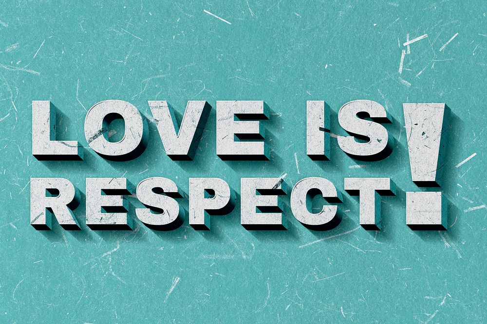 Vintage Love Is Respect! green 3D paper font quote