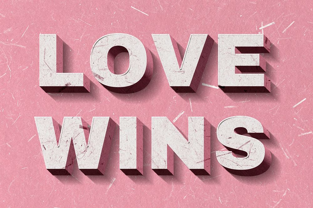 Pink Love Wins 3D quote paper texture font typography