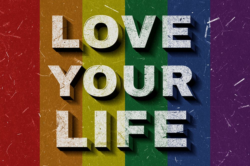 3D Love Your Life rainbow quote typography wallpaper