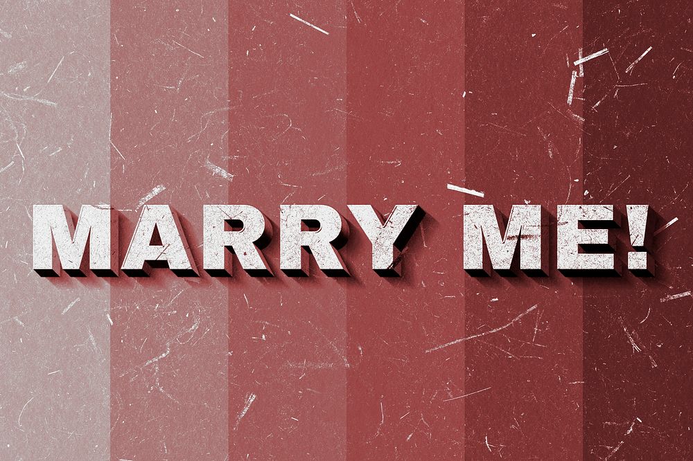 3D Marry Me! red gradient quote paper font typography