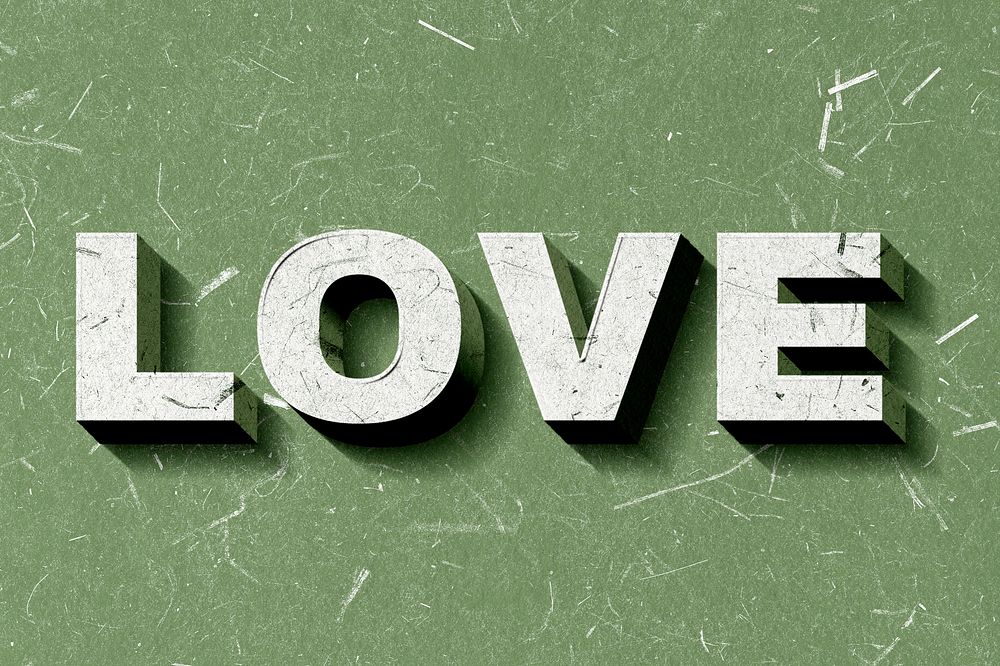 Retro 3D Love green word typography wallpaper