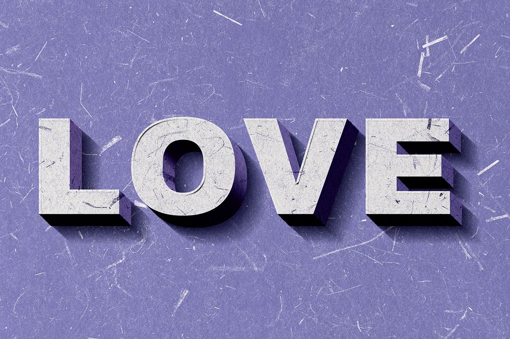 Love purple word on paper texture vintage
