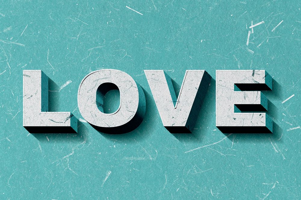 Love green 3D trendy word textured font typography