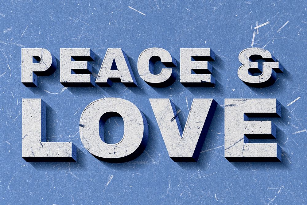 3D Peace & Love blue quote paper font typography wallpaper