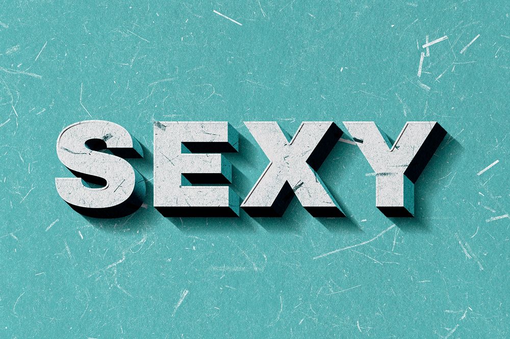 3D Sexy mint green word paper font typography