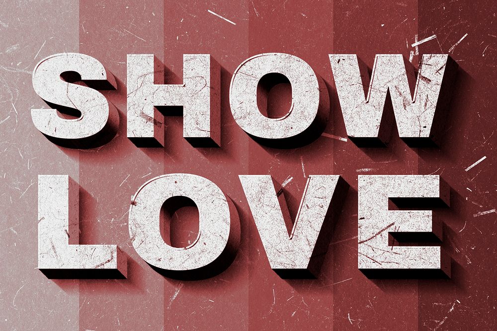 Red Show Love 3D quote paper texture font typography