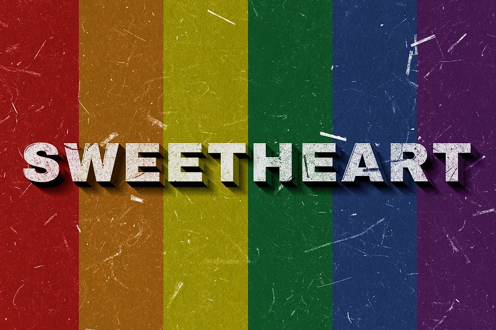 3D Sweetheart rainbow quote typography wallpaper