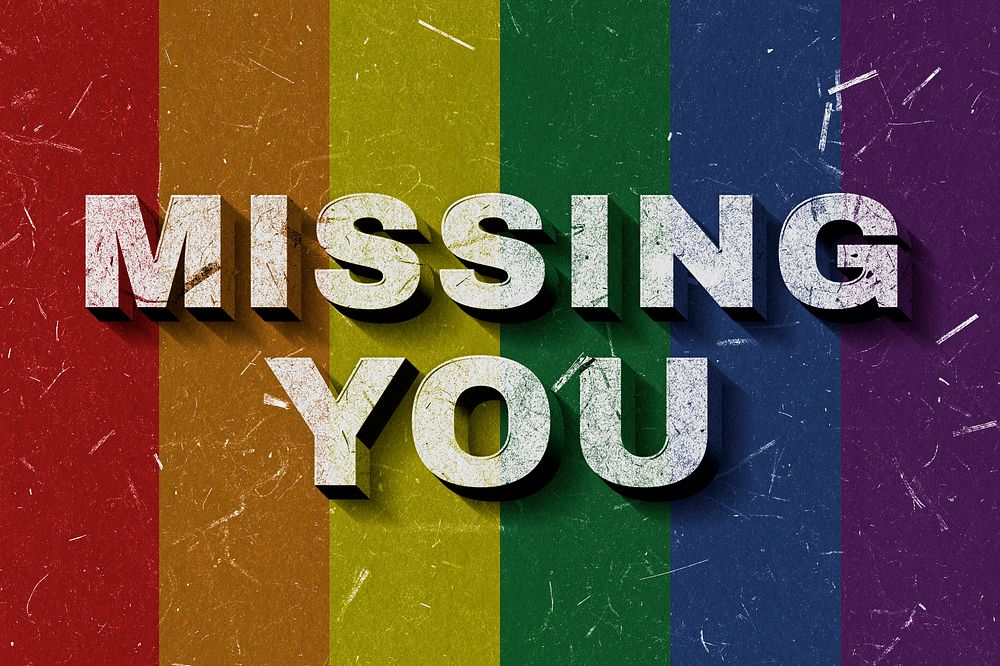 3D Missing You rainbow quote paper font typography wallpaper