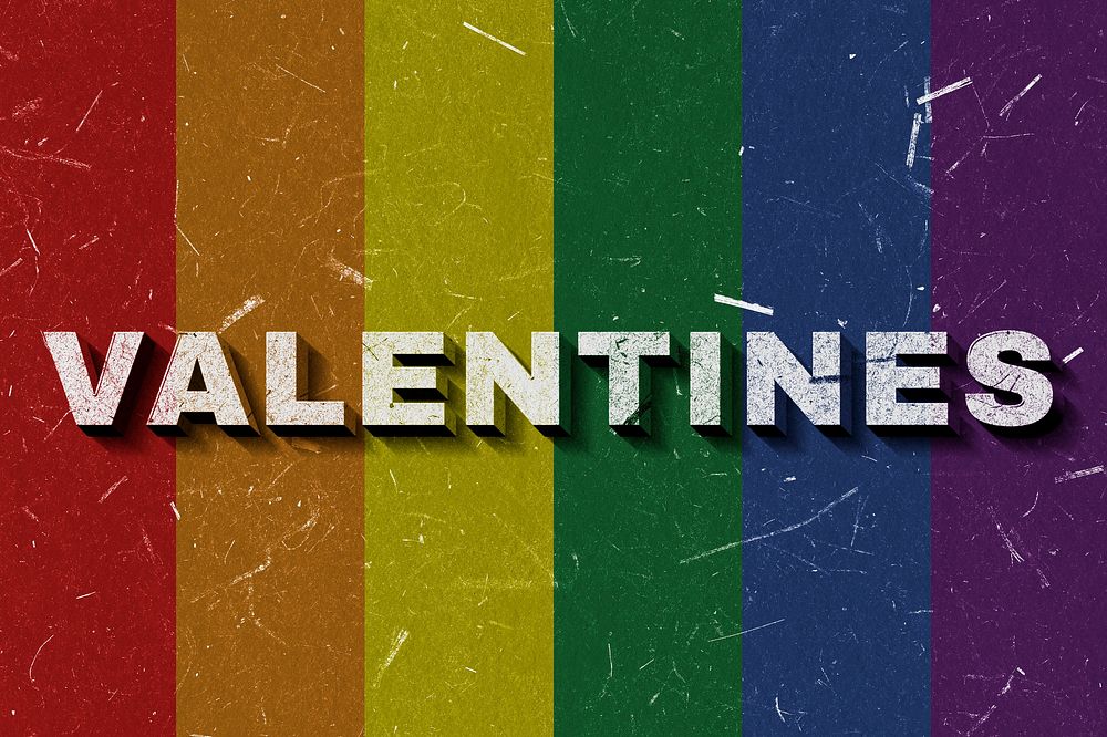 3D Valentines rainbow word typography wallpaper