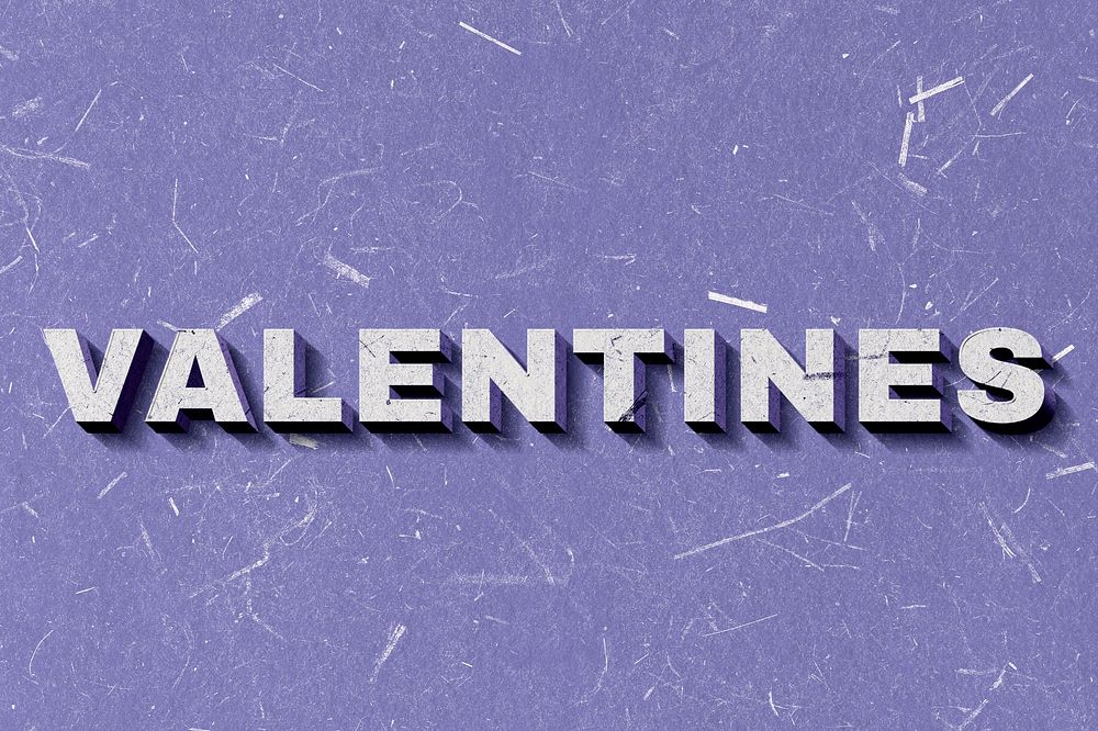 Purple Valentines 3D word paper texture font typography