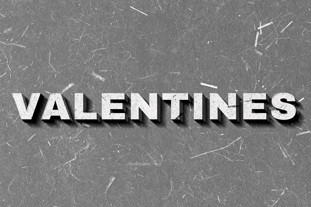 Valentines retro gray word on paper texture