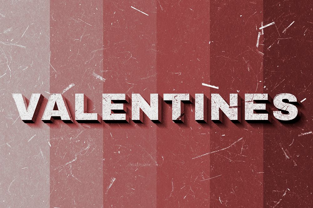 Red Valentines 3D word paper texture font typography