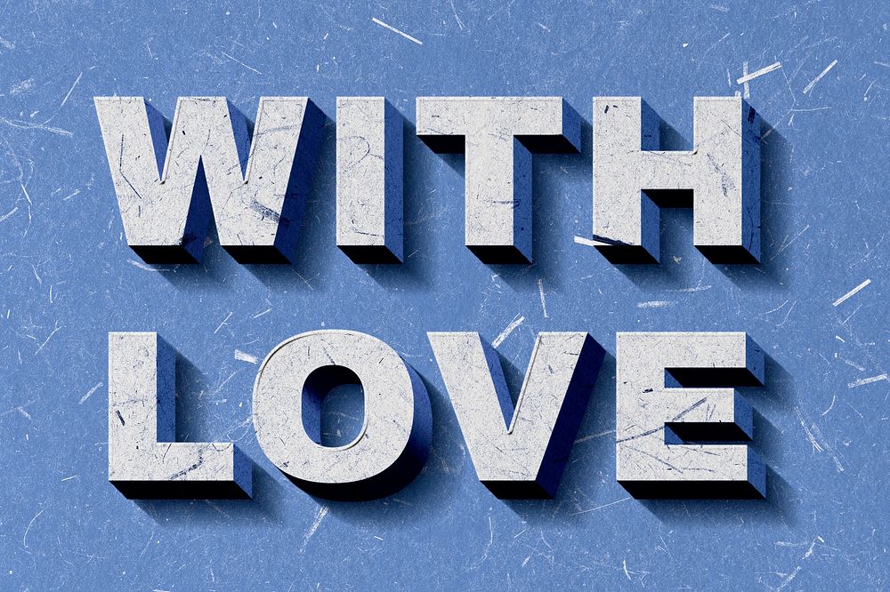 3D With Love blue quote paper font typography wallpaper