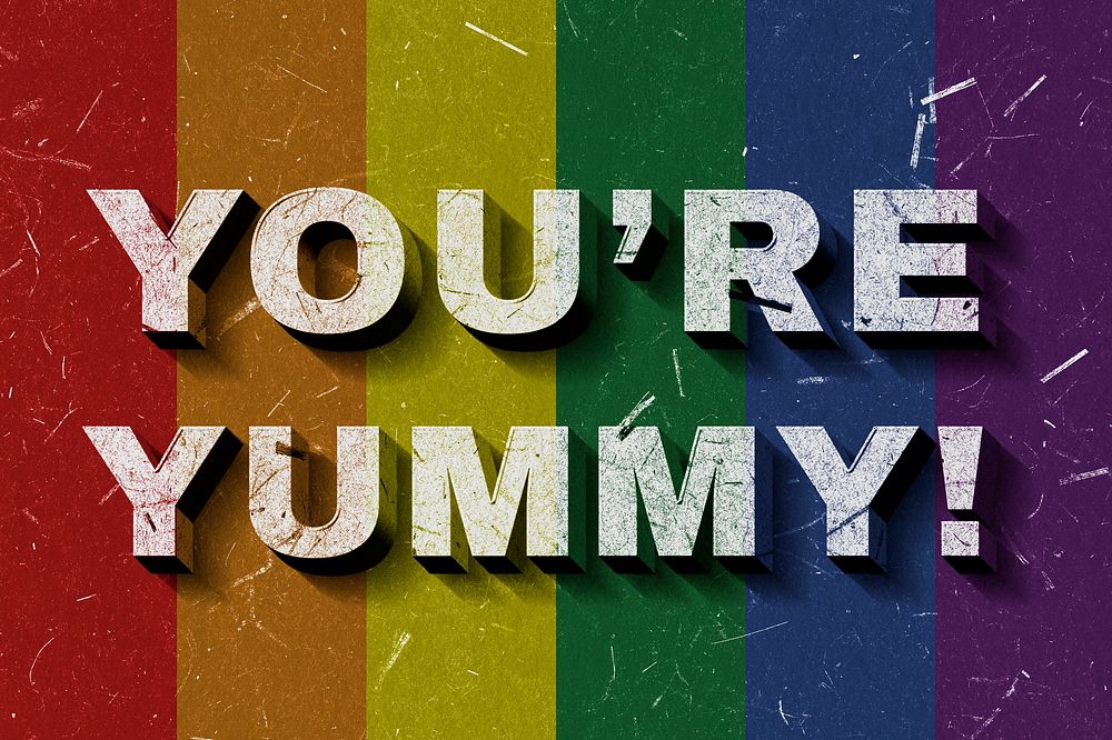 3D You're Yummy! rainbow quote paper font typography wallpaper