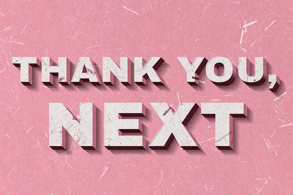 3D Thank You, Next pink quote paper font typography