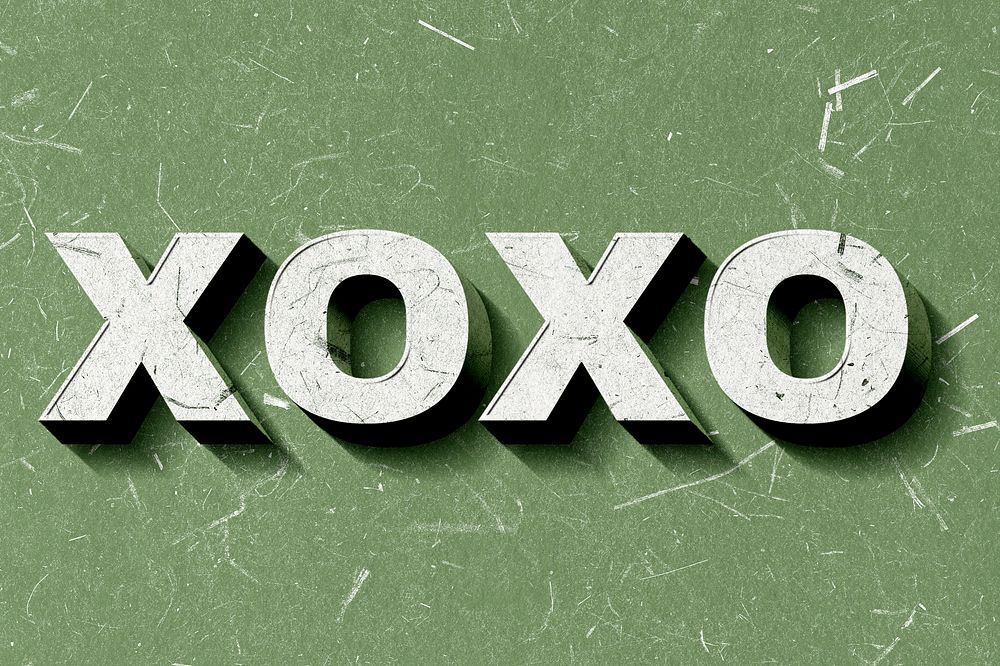 Xoxo green word typography on paper texture