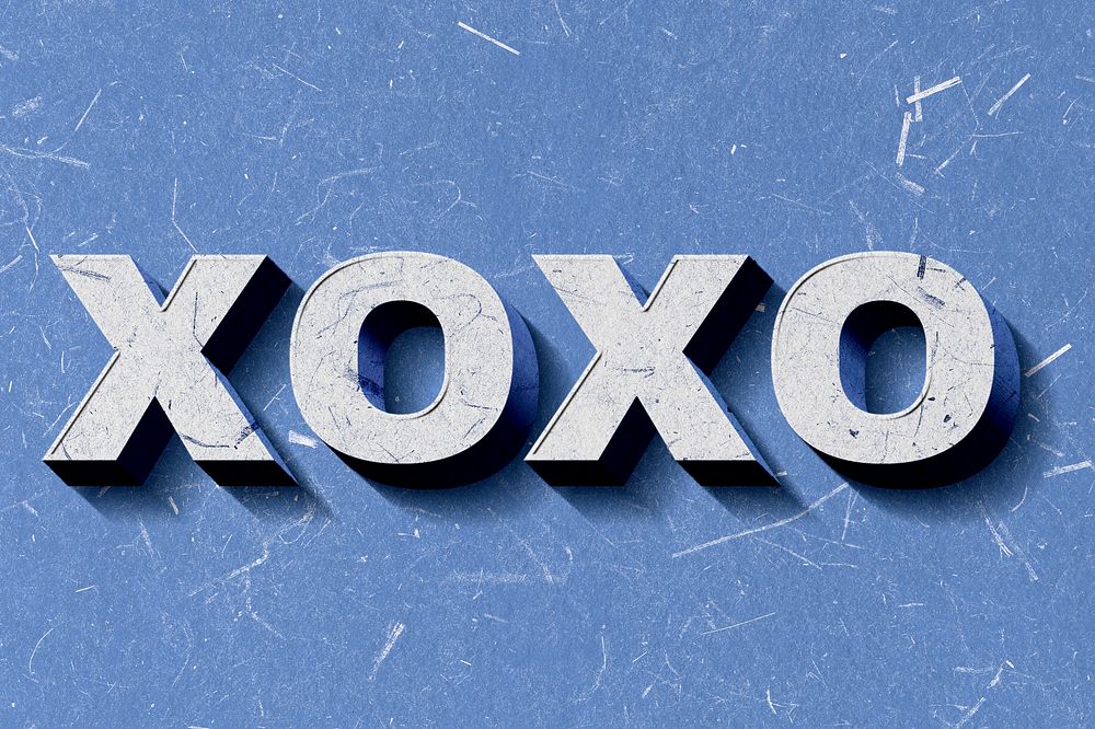 Blue Xoxo 3D word paper texture font typography