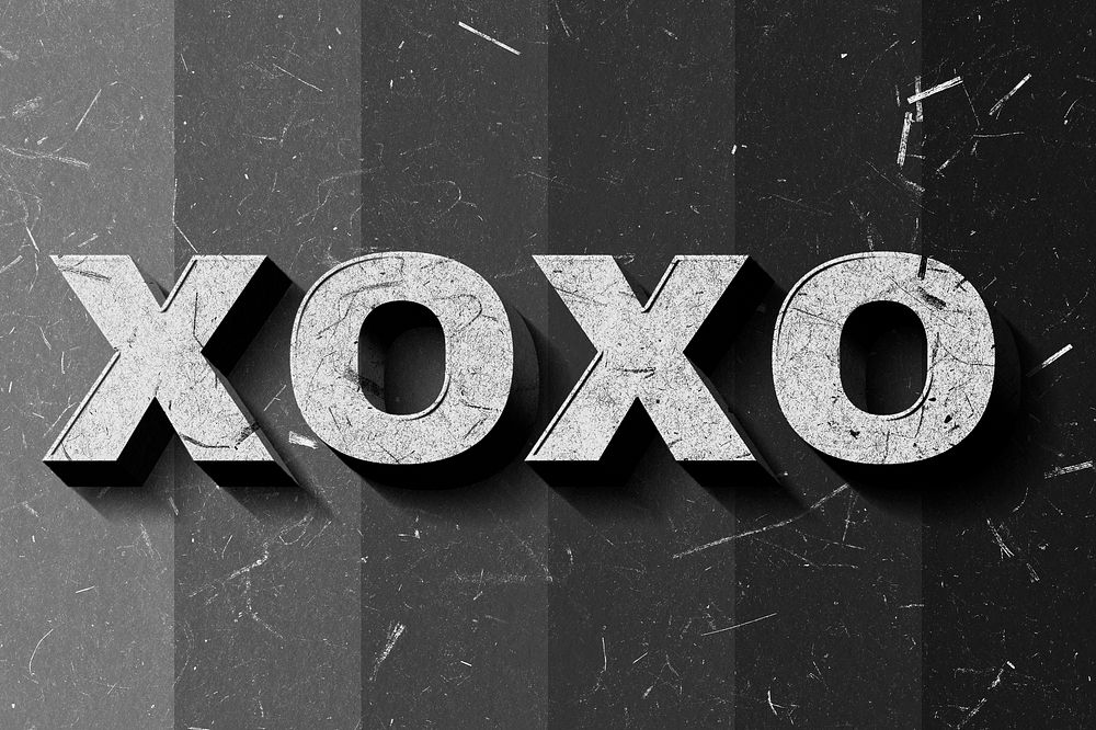 3D Xoxo grayscale word paper font typography wallpaper