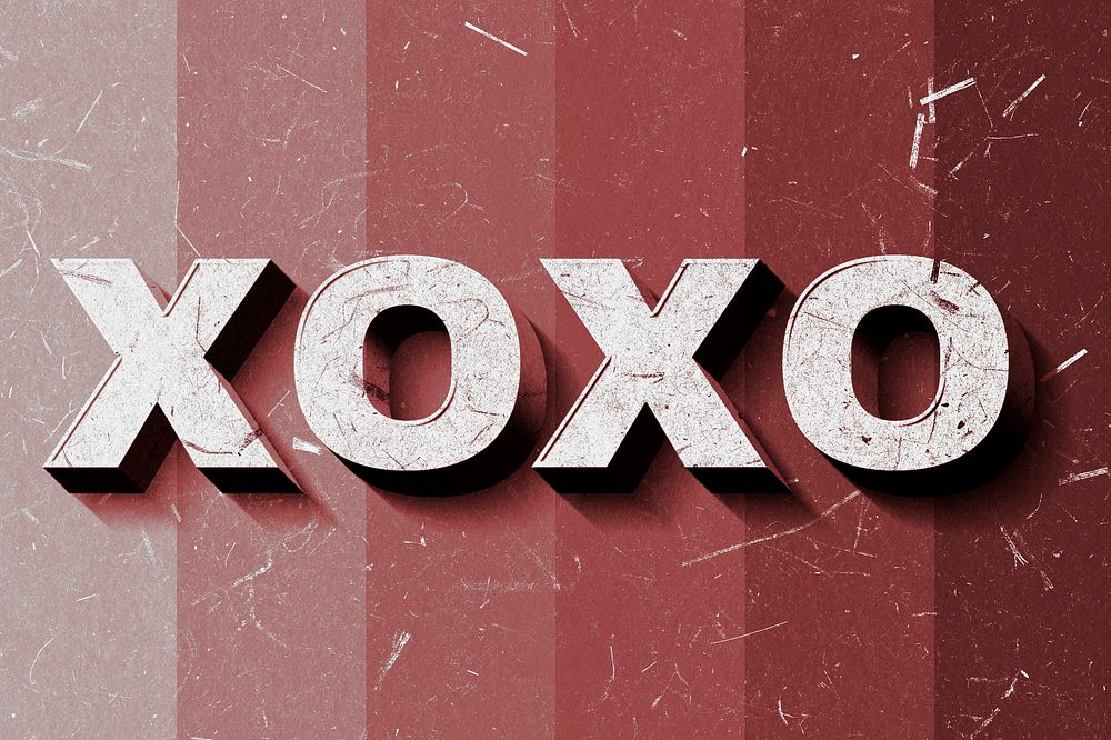 Xoxo red 3D word paper texture font typography